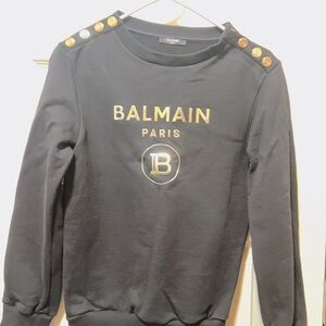Balmain Black and Gold Crewneck Sweater